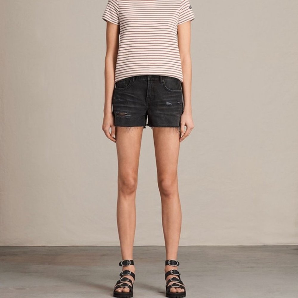 Allsaints All Saints Serene Denim Shorts 28 Black